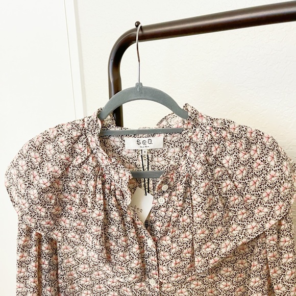 SEA New York Amalia Floral Ruffle Balloon Sleeve Dress in Blossom - Picture 6 of 11